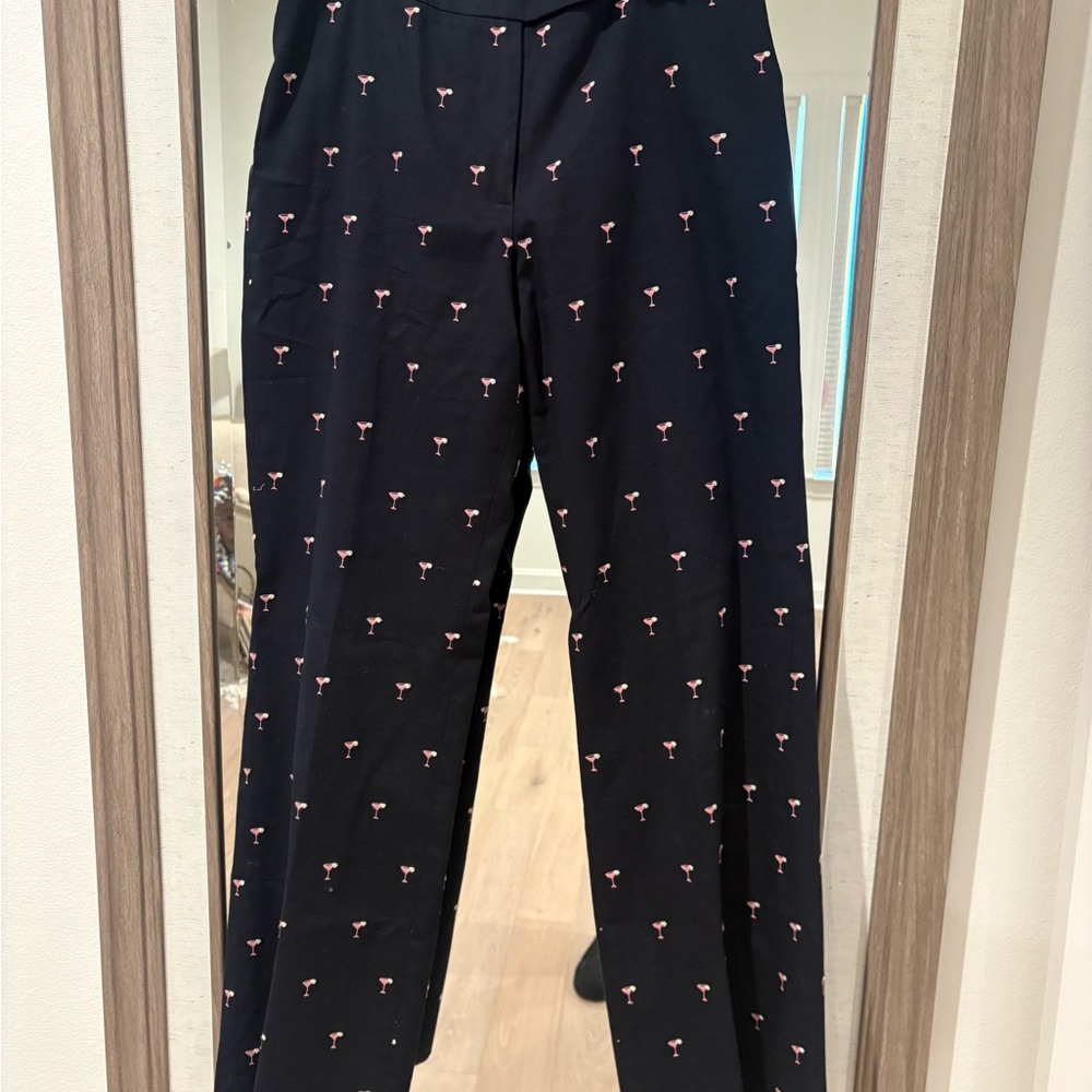 Harold's Navy Pants with pink martini glass Pattern